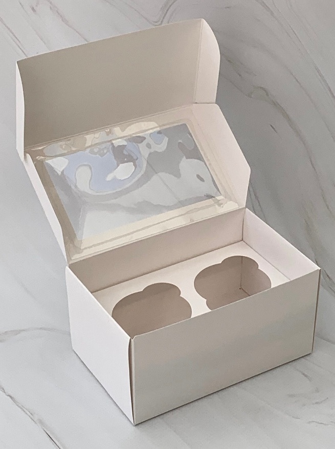 Упаковка под 2 капкейка с окном, белая — изображение 3